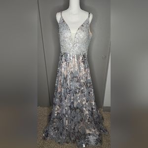 Elegant Silver Prom Dress
